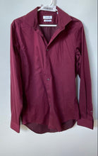 Load image into Gallery viewer, Calvin Klein Mens Dark Red Long Sleeve Non-Iron Slim Fit Dress Shirt Size M
