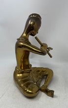 Load image into Gallery viewer, Vintage Brass Snake Charmer Musician Playing Flute Figurine Statue