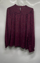 Load image into Gallery viewer, Loft Womens Burgundy Printed Long Sleeve Blouse Top Size Large