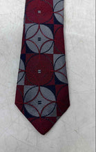 Load image into Gallery viewer, Murano Mens Red Gray Gridded Geometric Print Silk Adjustable Pointed Tie
