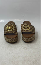 Load image into Gallery viewer, Michael Kors Womens Sadler Brown Beige Slip-On Wedge Slide Sandals Size 5