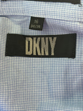 Load image into Gallery viewer, DKNY Mens Sky Blue Plaid Cotton Pointed Collar Long Sleeve Dress Shirt Size 16