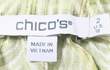 Load image into Gallery viewer, Chico's Womens Green Lurex Striped 3/4 Sleeve Split Neck Blouse Top Size 2 12