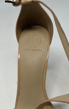 Load image into Gallery viewer, Authentic Tory Burch Womens Beige Patent Leather Strappy Heels Size 8M Stained