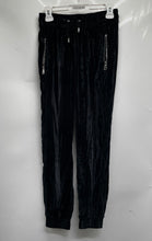 Load image into Gallery viewer, Zara Womens Black Velvet Zipped Pockets Drawstring Waist Jogger Pants Size XS