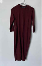Load image into Gallery viewer, TRF By Zara Womens Burgundy Long Sleeve Crew Neck Back Slit Sheath Dress Size M