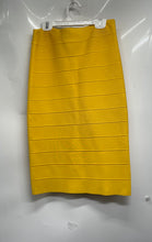 Load image into Gallery viewer, BCBGMAXAZRIA Womens Yellow Striped Flat Front Straight & Pencil Skirt Size M
