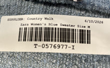 Load image into Gallery viewer, Zara Womens Blue Fuzzy Long Sleeve Crew Neck Cropped Pullover Sweater Size M