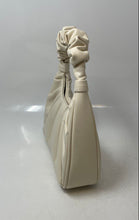Load image into Gallery viewer, JW Pei Womens Gabbi White Faux Leather Ruched Handle Pleated Magnetic Hobo Purse