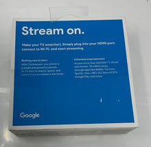 Load image into Gallery viewer, Google Chromecast 2nd Generation Black Portable Media Streaming Device In Box