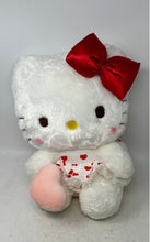 Load image into Gallery viewer, Hello Kitty Holding Pink Heart White Plush Toy With Bright Red Satin Bow