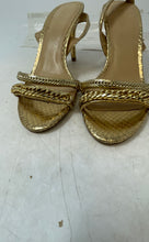 Load image into Gallery viewer, Michael Kors Womens Gold Chain Strap Open Toe Slingback Sandals Size 5 M