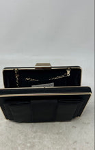 Load image into Gallery viewer, Eva Mendes Womens Black Gold-Tone Chain Strap Rectangular Clutch Purse