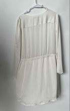 Load image into Gallery viewer, BCBGMaxazria Womens White V-Neck Long Sleeve Drawstring Waist Shift Dress Size L