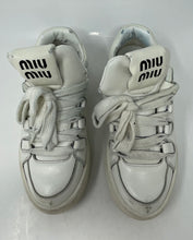 Load image into Gallery viewer, Authentic Miu Miu Womens White Leather Lace-Up Sneakers Shoes Size EUR 35.5 Worn