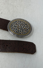Load image into Gallery viewer, Fossil Mens Brown Leather Ornate Buckle Adjustable Western Belt Size Small