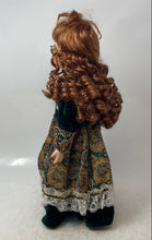 Load image into Gallery viewer, Vintage Victorian-Style Green Paisley Dress And Glasses Porcelain Girl Doll