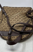 Load image into Gallery viewer, Michael Kors Womens Abbey Brown Monogram Adjustable Strap Zip-Around Backpack