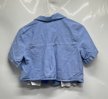 Load image into Gallery viewer, Zara Womens Blue Short Sleeve Collared Cropped Button-Up Shirt Size Small