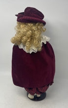 Load image into Gallery viewer, Blonde Curly Hair Vintage Style Porcelain Doll Collectible With Velvet Dress