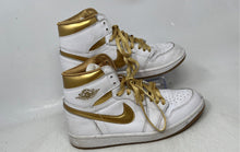Load image into Gallery viewer, Nike Womens Jordan 1 Retro High OG White Golden Lace-Up Sneaker Shoes Size 8.5