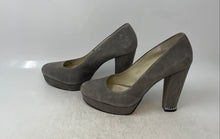 Load image into Gallery viewer, Michael Kors Womens Sabrina Gray Suede Round Toe Slip-On Block Pump Heels Sz 10M