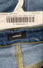 Load image into Gallery viewer, Express Womens Blue Denim Cargo Pockets Raw Hem Straight Leg Jeans Size 0R