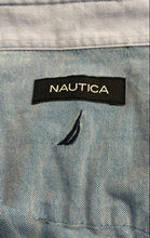 Load image into Gallery viewer, Nautica Mens Blue Long Sleeve Collared Regular Fit Formal Dress Shirt Size XL