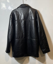 Load image into Gallery viewer, GV Mens Black Leather Long Sleeve Collared Pockets Button Front Jacket Size L