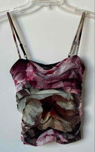 Load image into Gallery viewer, Express Womens Multicolor Floral Printed Mesh Ruched Camisole Blouse Size Small