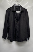 Load image into Gallery viewer, Nine West Mens Black Micro Dot Print Collared Slim Fit Dress Shirt Sz L 16-16.5