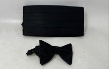 Load image into Gallery viewer, No Brand Mens Black Bow Tie And Pleated Adjustable Cummerbund Set