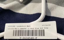Load image into Gallery viewer, Lacoste Mens Navy Blue Gray Striped Long Sleeve V-Neck Pullover Sweater No Size