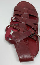 Load image into Gallery viewer, Aldo Mens Dark Red Leather Adjustable Strap Open Toe Fisherman Sandals Size 44