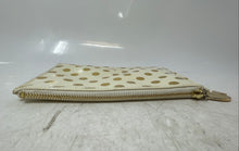Load image into Gallery viewer, Kate Spade Womens Beige Gold Polka Dot Leather Zip Top Pencil Pouch Makeup Bag