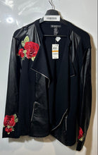 Load image into Gallery viewer, INC International Concepts Womens Black Rose Embroidered Biker Jacket Size 3X