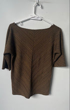 Load image into Gallery viewer, Kasper Womens Brown Diagonal Striped Short Sleeve Blouse Top Size Small