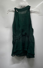 Load image into Gallery viewer, H&M Womens Green Sleeveless Round Tie Neck Ruffle Hem Blouse Top Size S