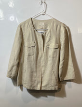 Load image into Gallery viewer, Chico's Womens Beige Linen Pockets 3/4 Sleeve Full-Zip Jacket Size 2
