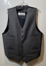 Load image into Gallery viewer, Mens Gray Pinstripe Wool Sleeveless Welt Pocket Five-Button Suit Vest L44