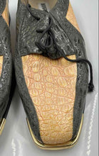 Load image into Gallery viewer, Hugo Vitelli Mens Gray Beige Leather Lace-Up Oxford Dress Shoes Size 10.5