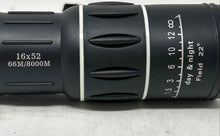 Load image into Gallery viewer, Black 16x52 66M/8000M Field 22 Degree Monocular Telescope Not Tested NCL