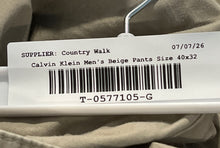 Load image into Gallery viewer, Calvin Klein Mens Beige Cotton Flat Front Straight Leg Chino Pants Size 40x32