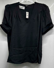 Load image into Gallery viewer, Express Womens Black Puff Sleeve V-Neck Pleated Blouse Top Size XL With Tag