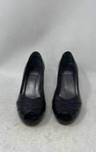 Load image into Gallery viewer, Stuart Weitzman Womens Black Leather Slip-On High Block Pump Heels Size 35