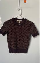 Load image into Gallery viewer, Michael Kors Womens Brown Monogram Print Jacquard Pullover Sweater Size 2XS