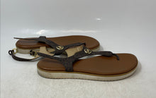 Load image into Gallery viewer, Michael Kors Womens Val Brown Signature Print Open Toe Thong Sandals Size 10