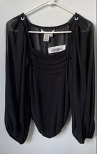 Load image into Gallery viewer, Max Studio Womens Black Long Balloon Sleeve Square Neck Pullover Blouse Top Sz S