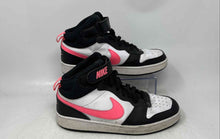 Load image into Gallery viewer, Nike Kids Court Borough Mid 2 White Black Pink Mid Top Sneaker Shoes Size 7Y