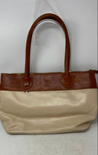 Load image into Gallery viewer, Florence Womens Brown Beige Leather Inner Pocket Double Handle Zip Top Tote Bag